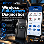 XTOOL A30M wireless full-system diagnostics with active tests, service functions and Android iOS app support