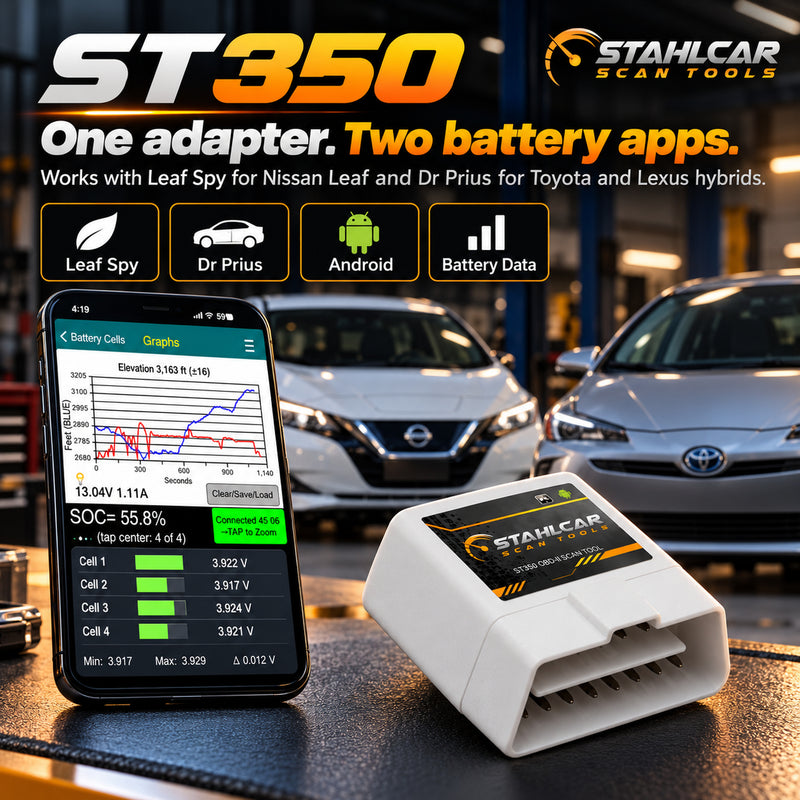 Stahlcar ST350 Bluetooth OBD2 adapter for Nissan Leaf Spy and Toyota Lexus Dr Prius battery apps