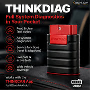 ThinkDiag original Bluetooth diagnostic tool overview, full-system vehicle diagnostics, service functions and Android iOS app