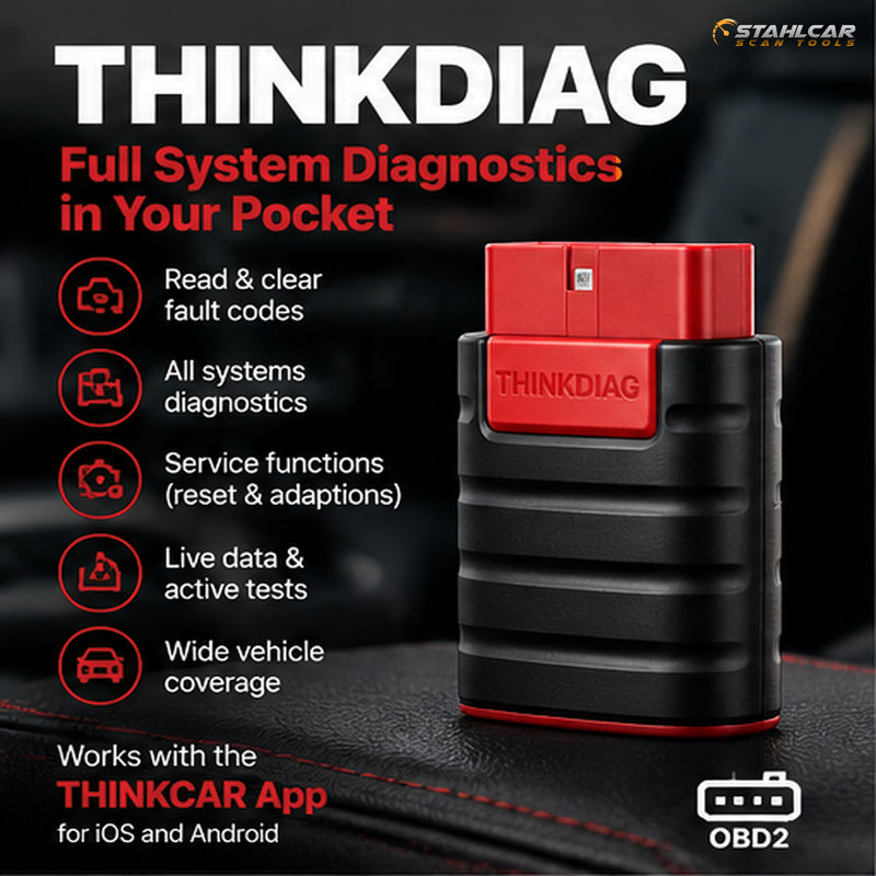 ThinkDiag original Bluetooth diagnostic tool overview, full-system vehicle diagnostics, service functions and Android iOS app