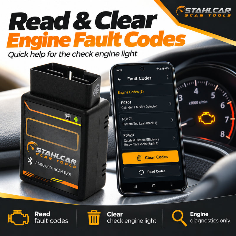 Stahlcar ST400 for reading and clearing generic OBD2 engine fault codes