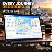 Stahlcar A1 route playback and up to 180 days of GPS trip history, stops and mileage in iTrackSafeX.