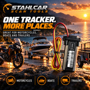 Stahlcar MT1 4G GPS tracking for 12V motorcycles, boats and trailers with suitable concealed installation.