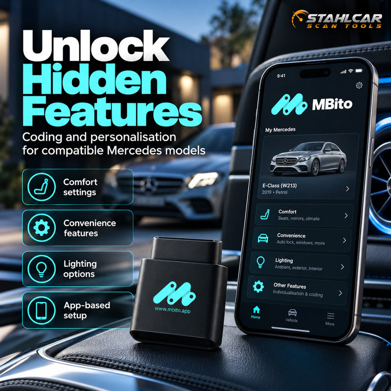 MBito unlock supported Mercedes-Benz lighting, comfort and convenience features with optional coding credits