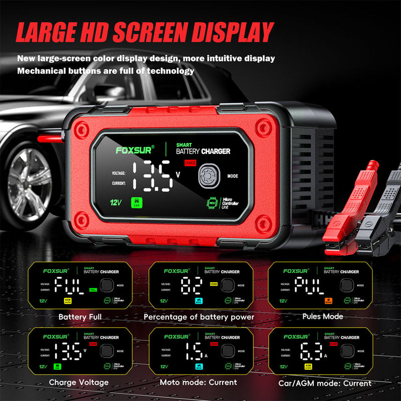 FOXSUR 12V 7A Smart Battery Charger