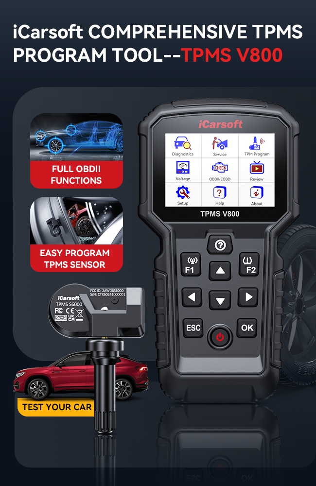 iCarsoft V800 TPMS Programming + Full-System Diagnostic Tool
