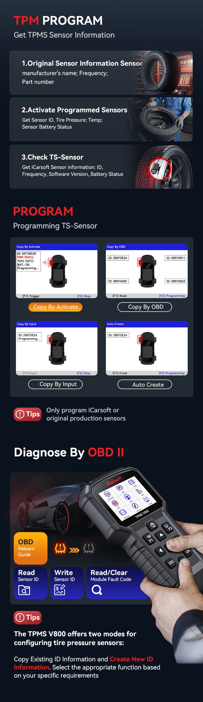 iCarsoft V800 TPMS Programming + Full-System Diagnostic Tool