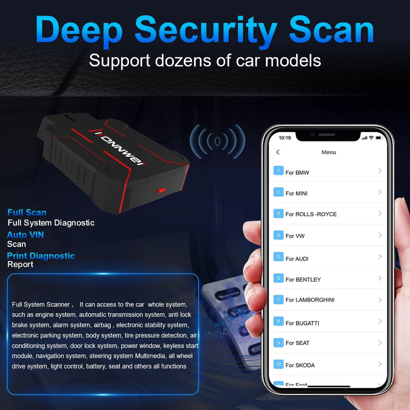 Konnwei MaxOBD Multi Makes-All Systems Scan Tool for Android/iOS