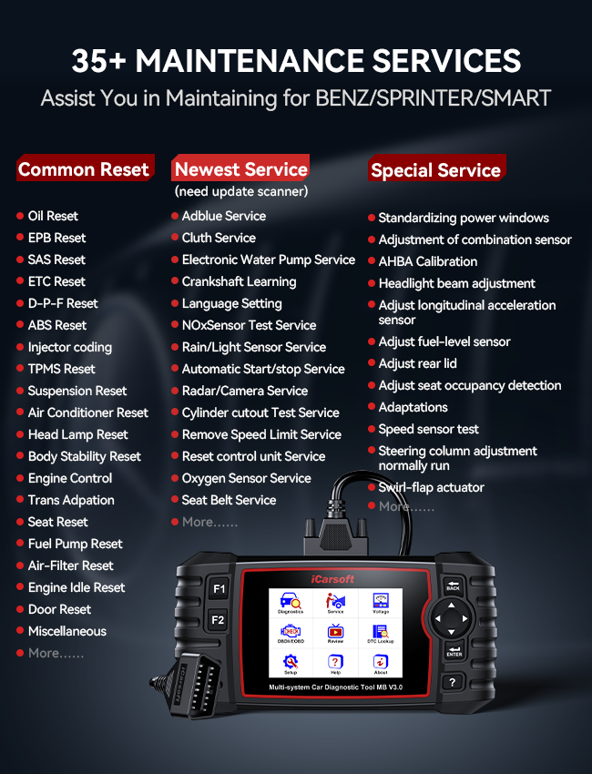 iCarsoft MB V3.0 Benz/Sprinter/Smart Diagnostic Scan Tool