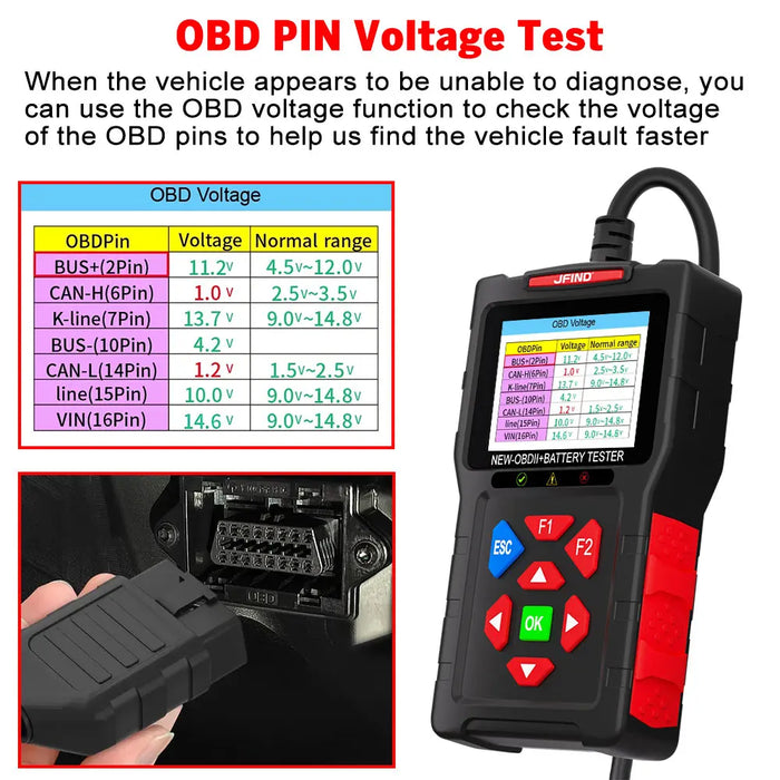 JFIND JF700 OBD2 Code Reader + Battery Tester