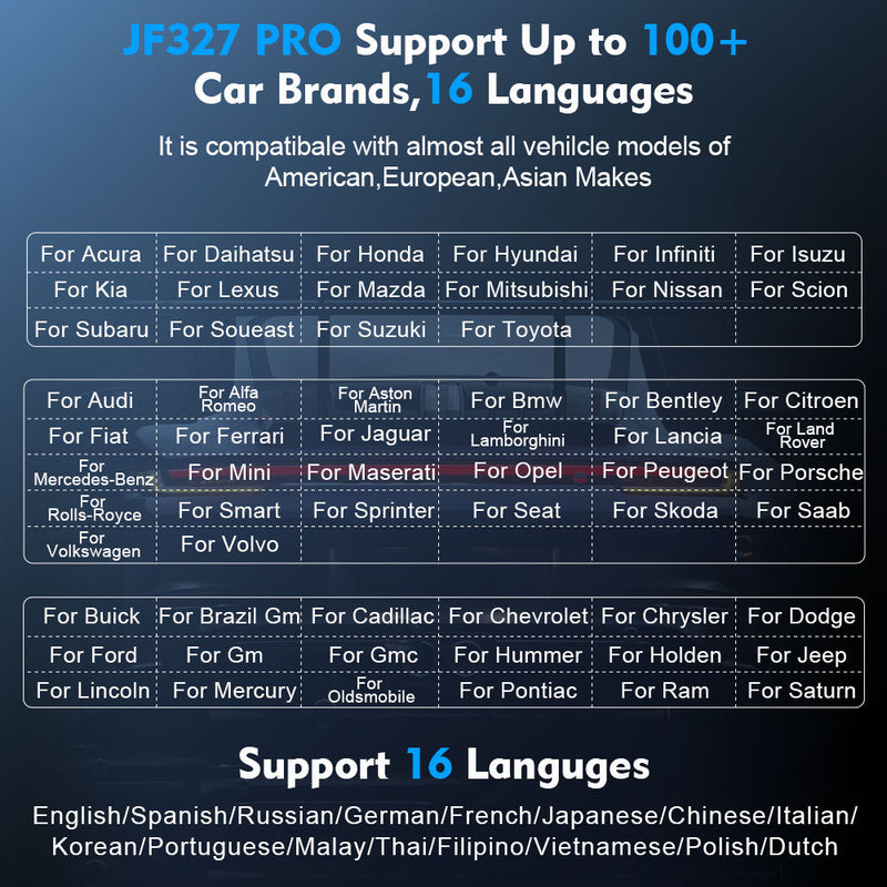 JFIND JF327 Pro Bluetooth OBD2 Diagnostic Tool - Android/iOS