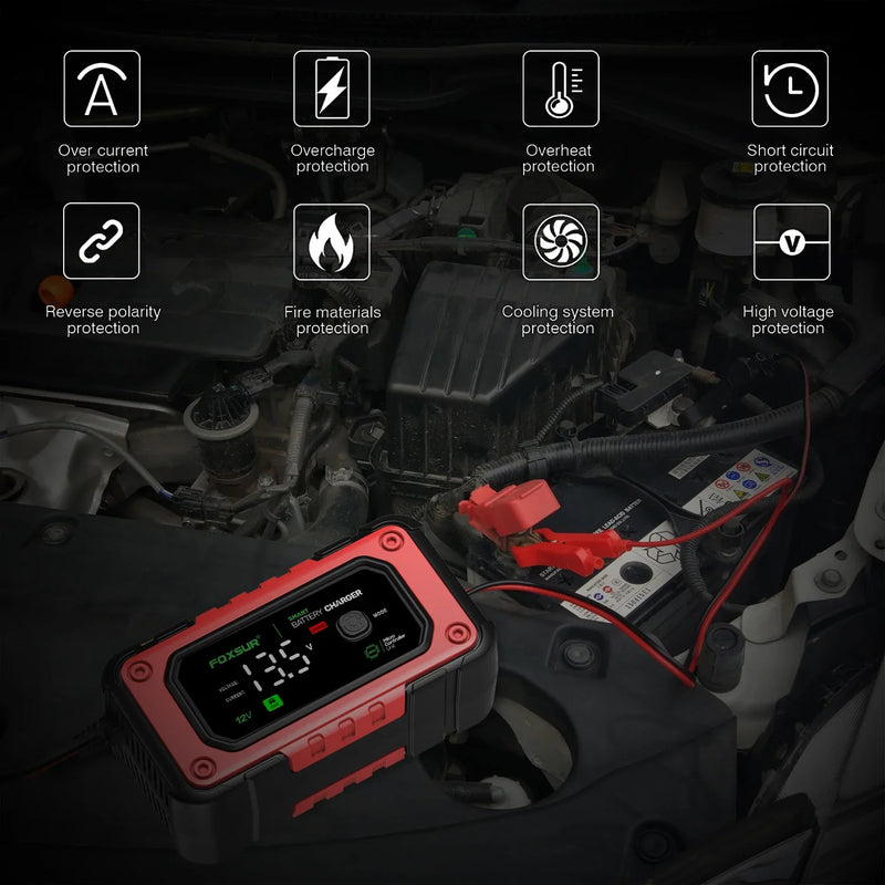 FOXSUR 12V 7A Smart Battery Charger