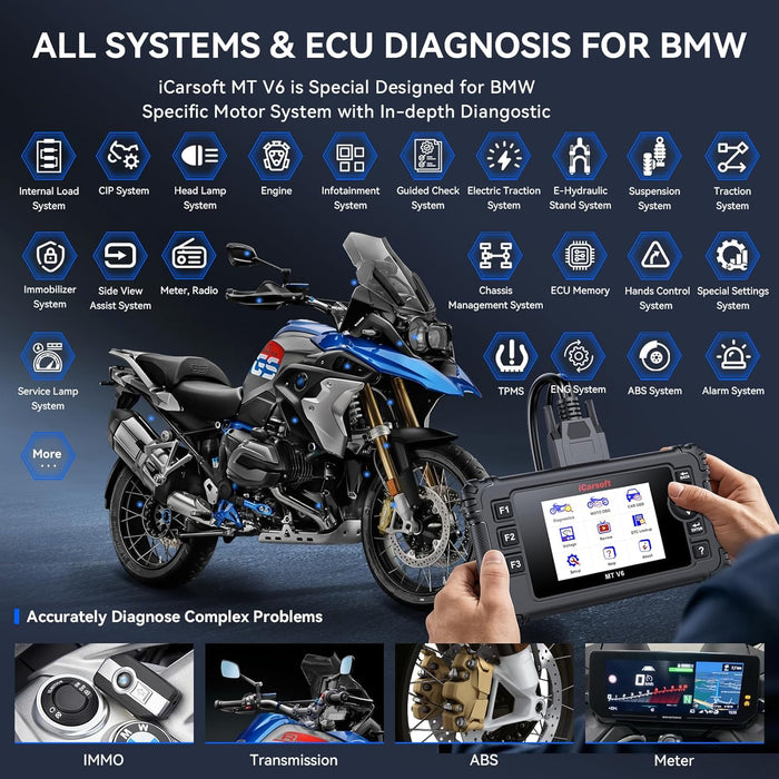 iCarsoft MT V6 BMW Motorcycle Diagnostic Scanner