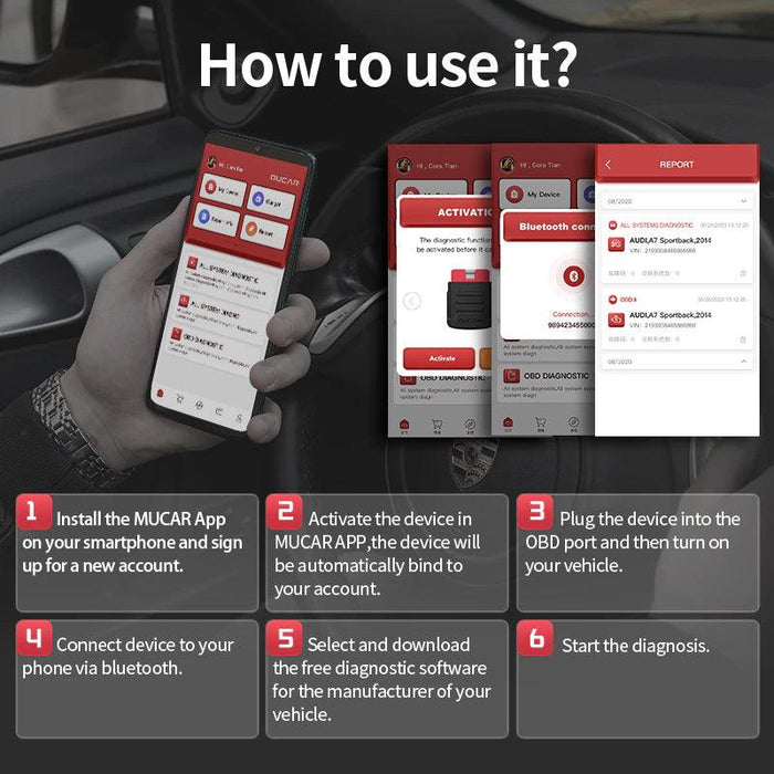Mucar BT200 All Systems All Makes Scan Tool for Android/iOS - Stahlcar Scan Tools