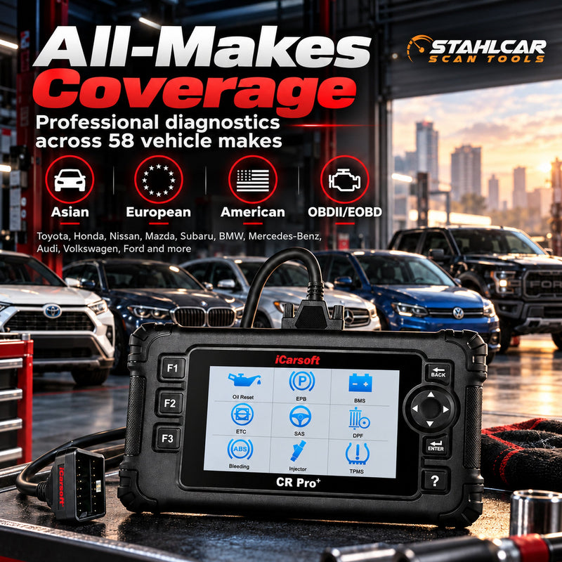 iCarsoft CR Pro+ all-makes diagnostics for 58 supported vehicle makes