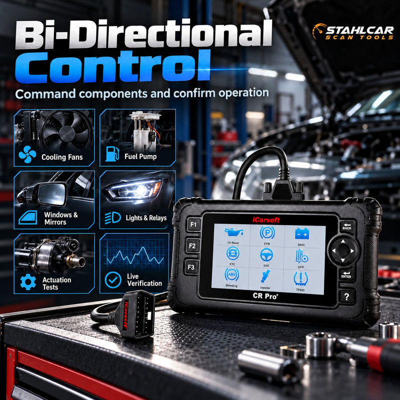 iCarsoft CR Pro+ bi-directional active testing and component control