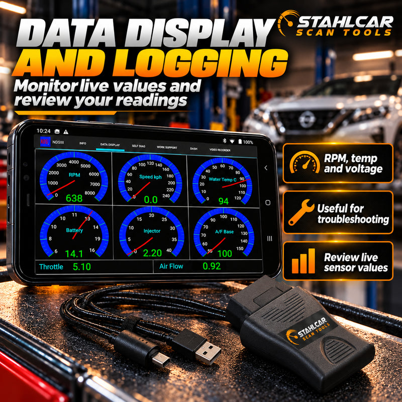 Nissan Consult USB data display and logging for reviewing live engine sensor readings