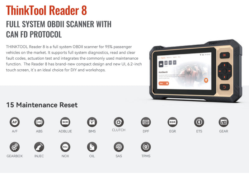 Thinkcar Thinktool Reader 8 All Systems/All Makes Scan Tool