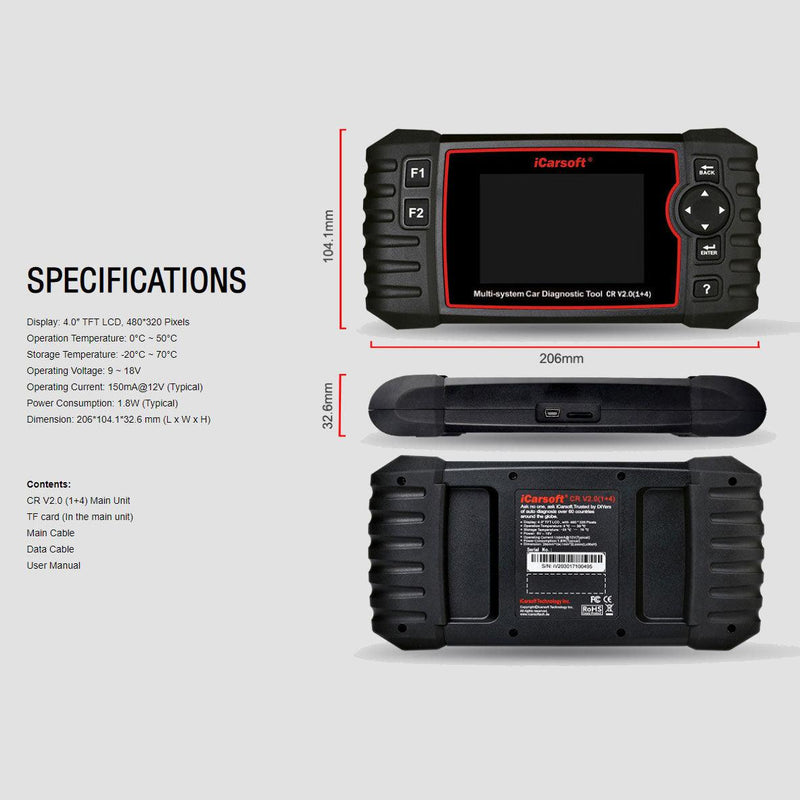 iCarsoft CR V2.0 All Systems Scan Tool - Stahlcar Scan Tools