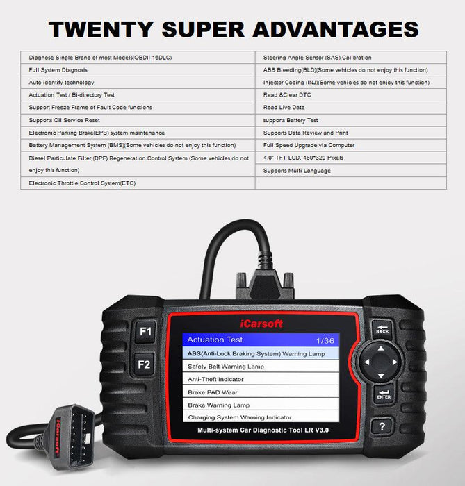 iCarsoft LR V3.0 Land Rover/Rover/Jaguar Diagnostic Scan Tool