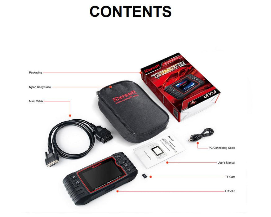 Map Rover Scanner iCarsoft LR V3.0 Land Rover/Rover/Jaguar Diagnostic Scan Tool ...