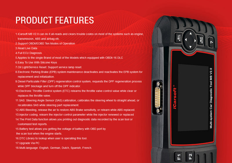 iCarsoft MB V2.0 Benz/Sprinter/Smart Diagnostic Scan Tool