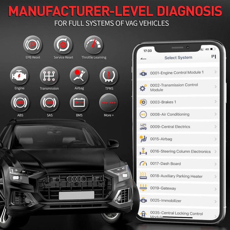 Ancel BD500 Audi/VW Full System Diagnostic Tool for Android/iOS - Stahlcar Scan Tools