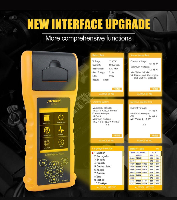 AUTOOL BT760 Battery Tester - Stahlcar Scan Tools