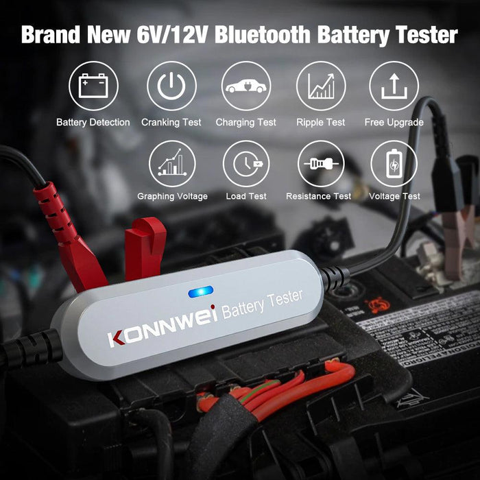 Konnwei BK100 Bluetooth 12 Volt Battery Analyzer for Android/iOS - Stahlcar Scan Tools