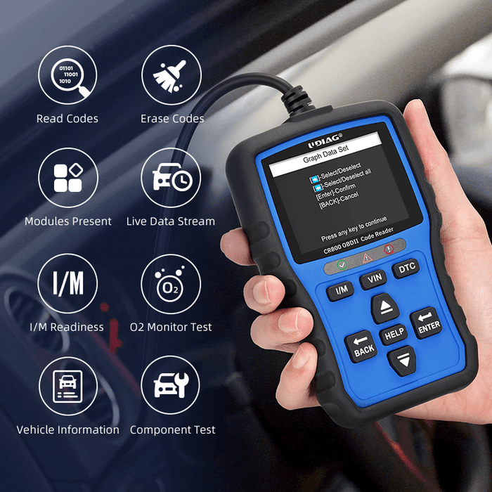 UDIAG CR800 OBD2 Car Live Data/Code Reader - Stahlcar Scan Tools