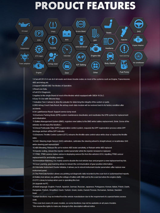 iCarsoft CR V3.0 All Systems Scan Tool - Stahlcar Scan Tools