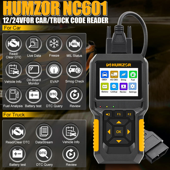 Humzor NC601 Truck + Car OBD2 Code Reader