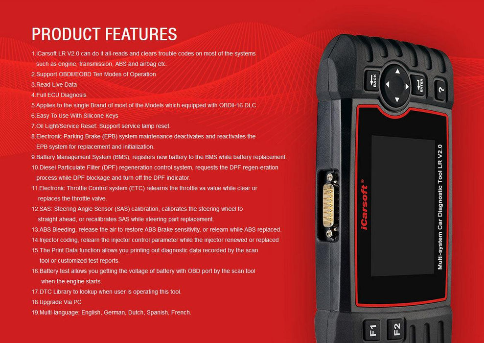 iCarsoft LR v2.0 Land Rover/Jaguar Diagnostic Scan Tool - Stahlcar Scan Tools