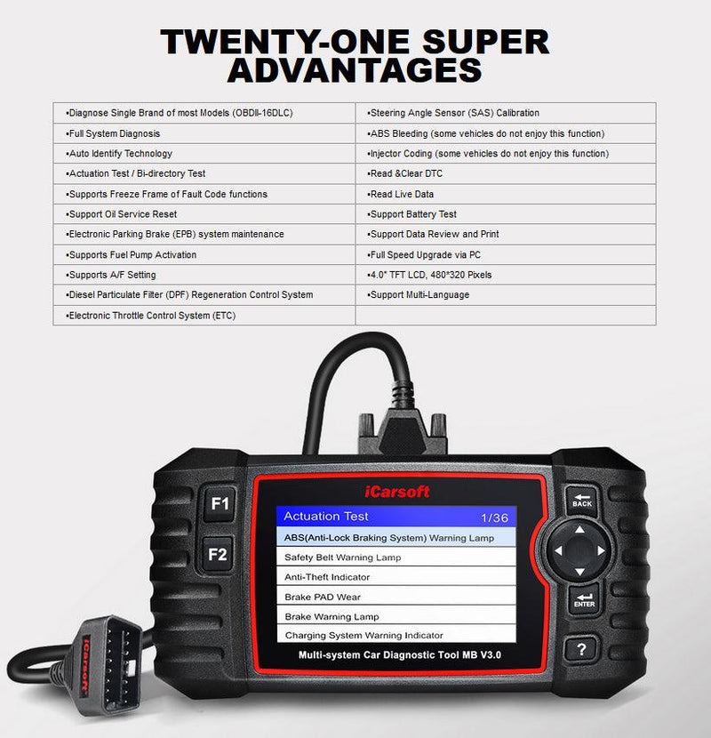 iCarsoft MB V3.0 Benz/Sprinter/Smart Diagnostic Scan Tool - Stahlcar Scan Tools