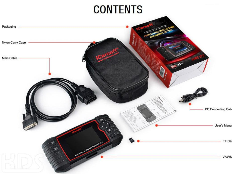 iCarsoft VAWS v2.0 Audi/VW/Seat/Skoda Scan Tool - Stahlcar Scan Tools