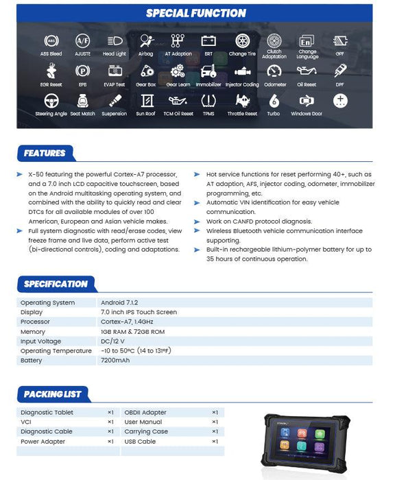 UDIAG X-50NZ Pro Automotive Diagnostic System - Stahlcar Scan Tools